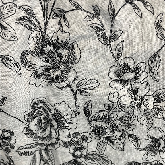 Joie Black and White Linen Floral Button Down Shirt - Picture 9 of 9